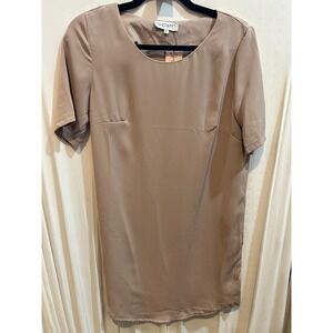 Showpo Dress Size 8 Tan‎ Short Sleeve Above Knee Career Casual